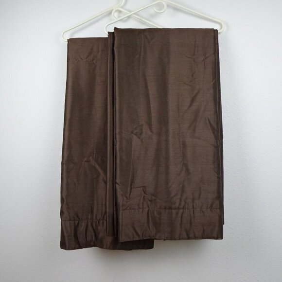 Drapery Set Long Brown Lined TWO Panels 50 x 108" Rod Pocket Back Tab Curtains - Picture 1 of 8